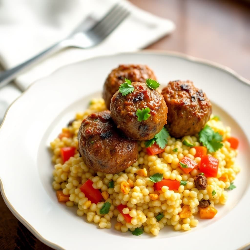 Moroccan Spiced Lamb Meatballs with Couscous Salad