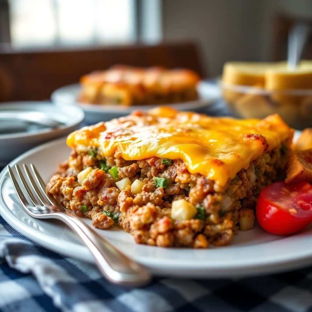 Cheesy Beef Breakfast Casserole