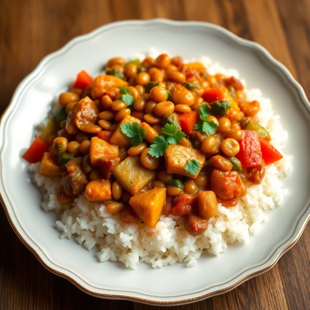 Lentil and Vegetable Curry with Basmati Rice