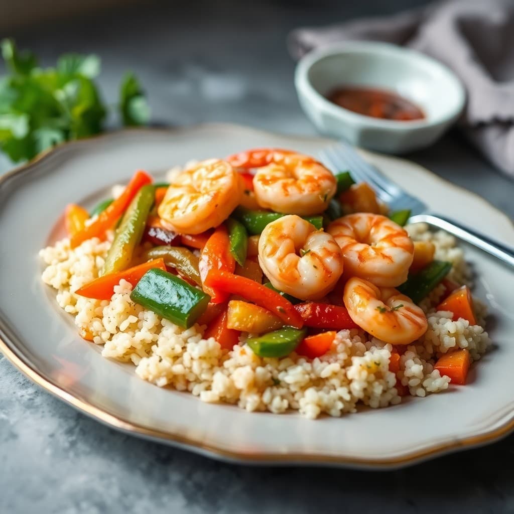 Sautéed Shrimp and Vegetable Stir-Fry with Quinoa