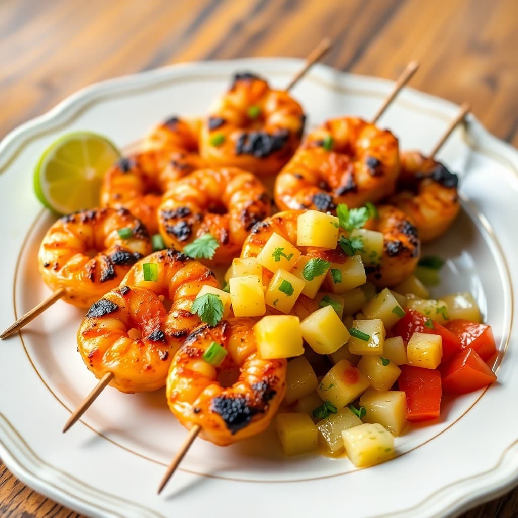 Tropical Coconut Shrimp Skewers with Pineapple Salsa