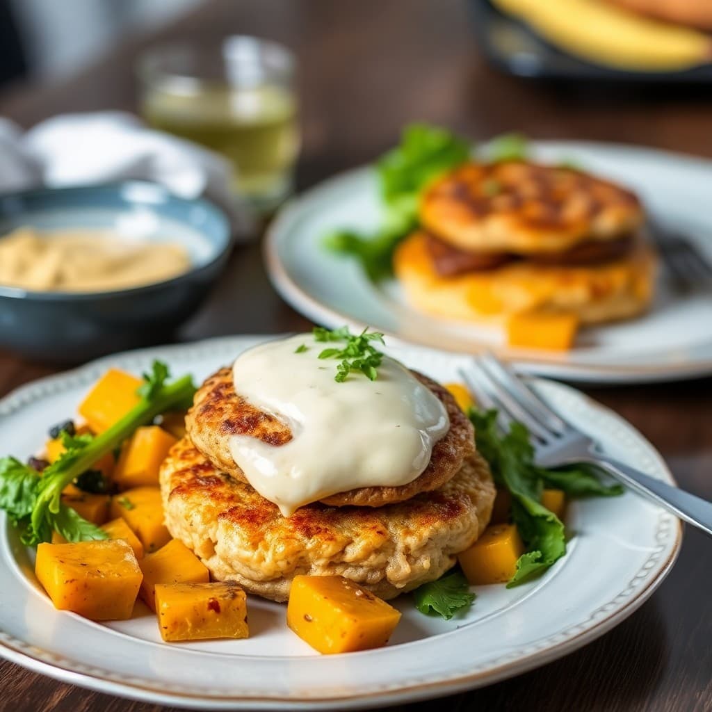 Satiating Salmon Burgers with Roasted Butternut Squash