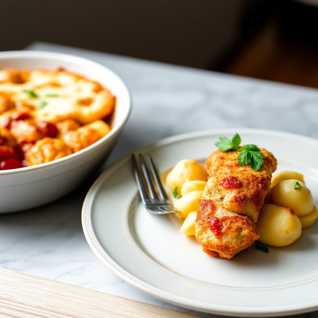 Zesty Italian Chicken Parm Skewers with Cheesy Baked Gnocchi