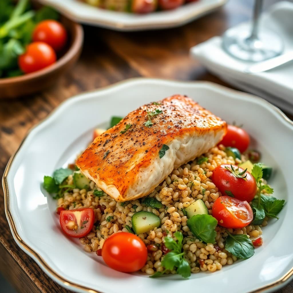 Provençal Roasted Salmon with Herbed Farro Salad