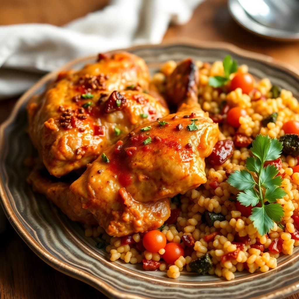 Moroccan Chicken Tagine with Roasted Veggie Couscous
