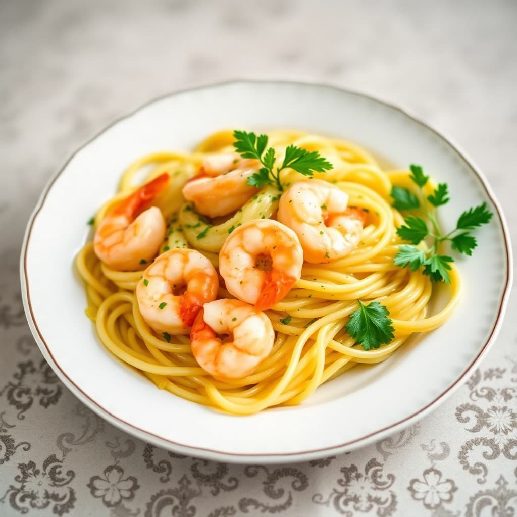 Lemon Garlic Shrimp Scampi Linguine