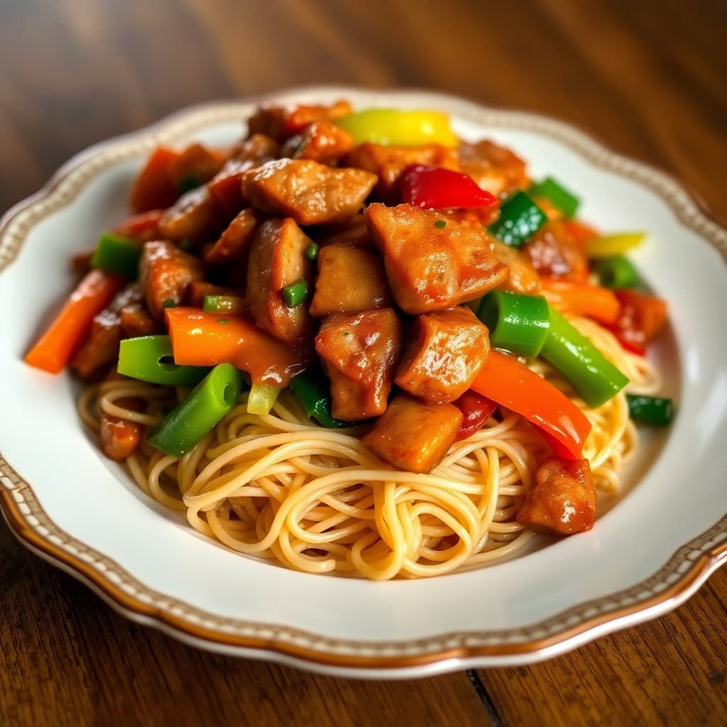 Teriyaki Pork Stir-Fry with Veggie Lo Mein