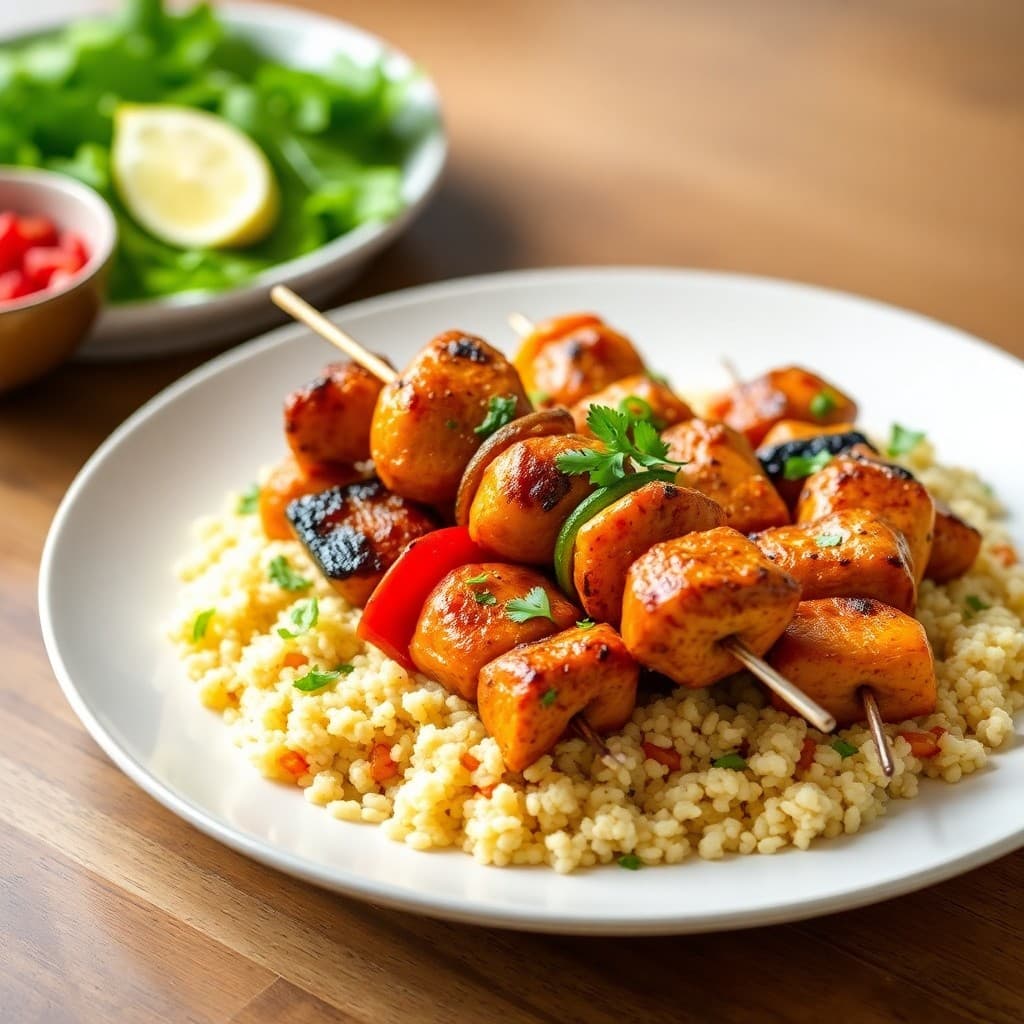 Zesty Moroccan Chicken and Vegetable Skewers