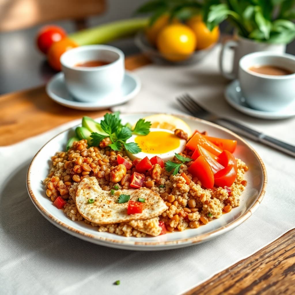 Spiced Lentil and Quinoa Breakfast Bowl