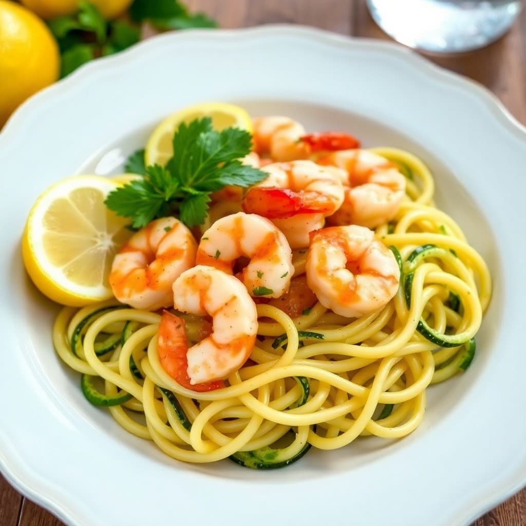 Lemon Garlic Shrimp Zoodle Bowls