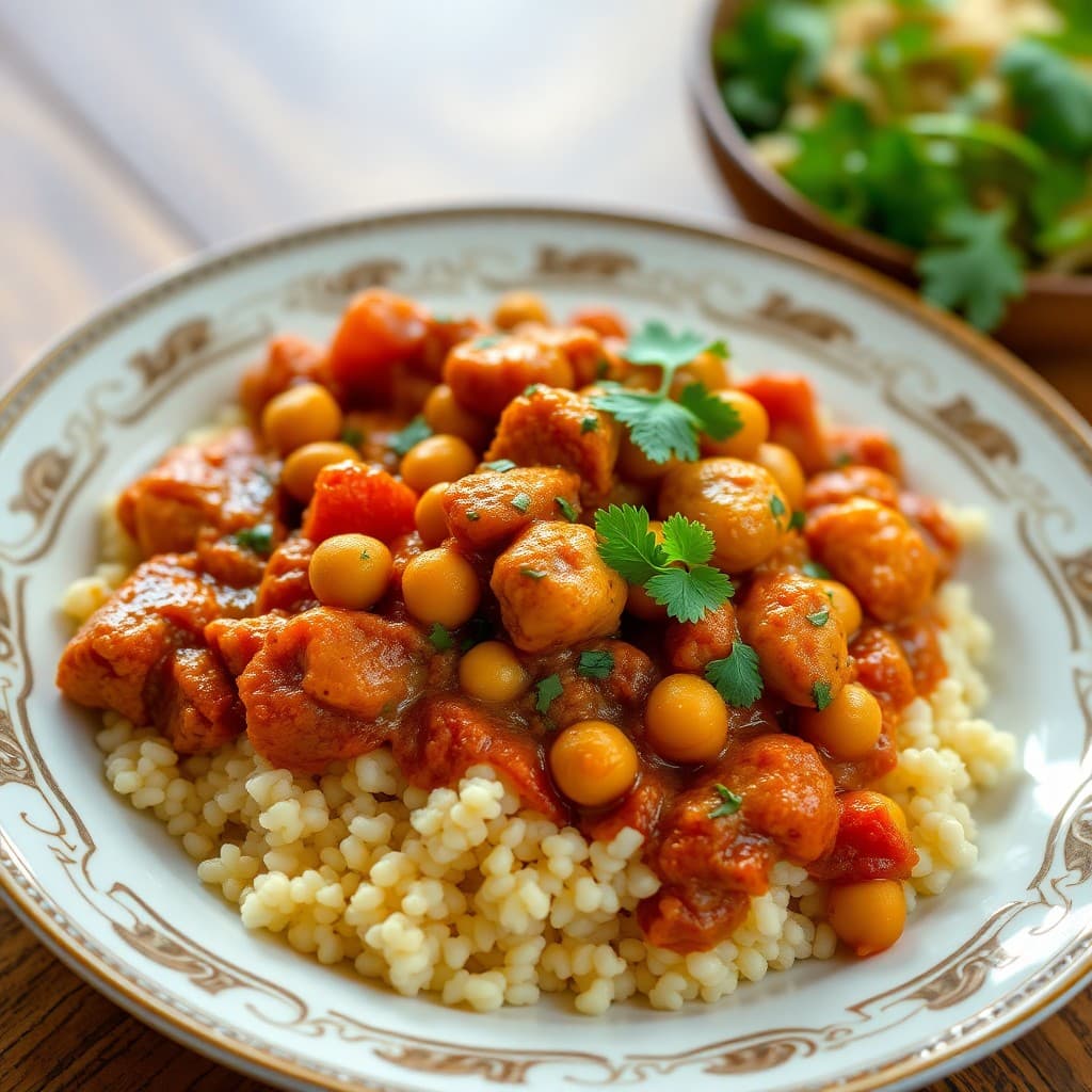 Spicy Moroccan Chickpea Stew with Couscous