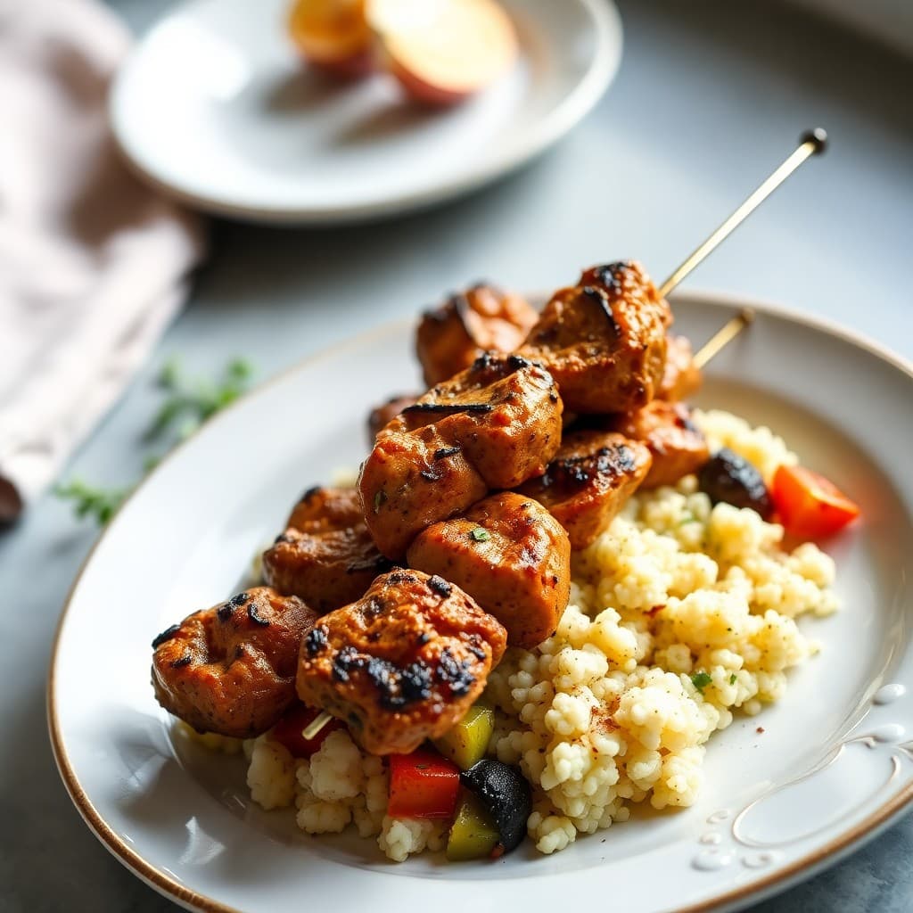 Moroccan-Spiced Chicken Skewers with Cauliflower Couscous