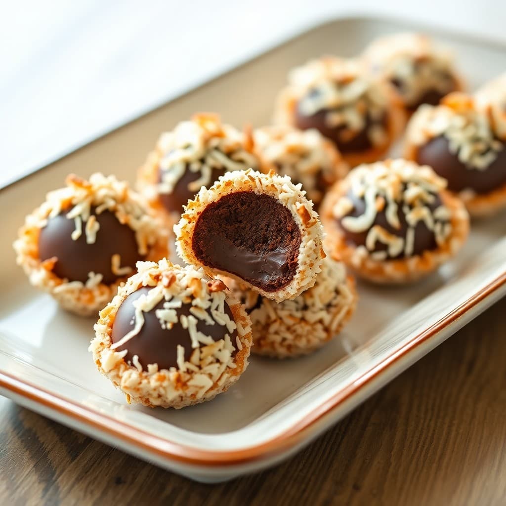 Brazilian Chocolate Brigadeiro Bites with Crispy Coconut Shells