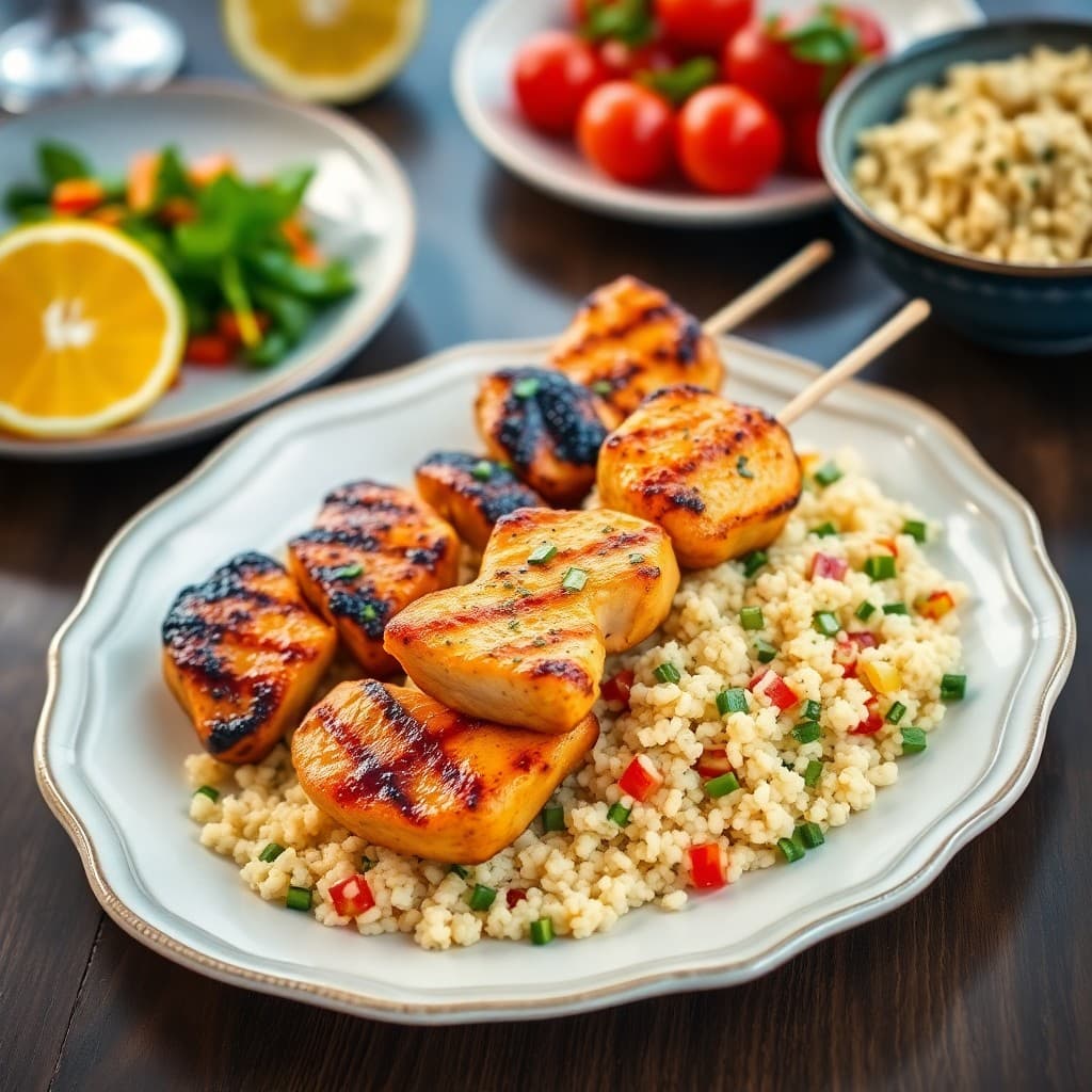 Citrus-Herb Grilled Chicken Skewers with Mediterranean Couscous