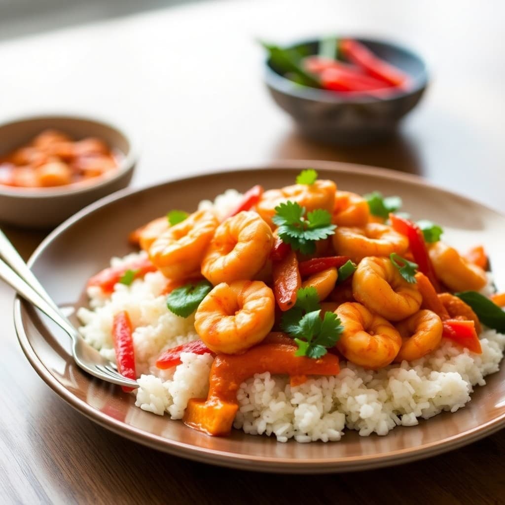 Thai Red Curry Shrimp and Veggie Bowls