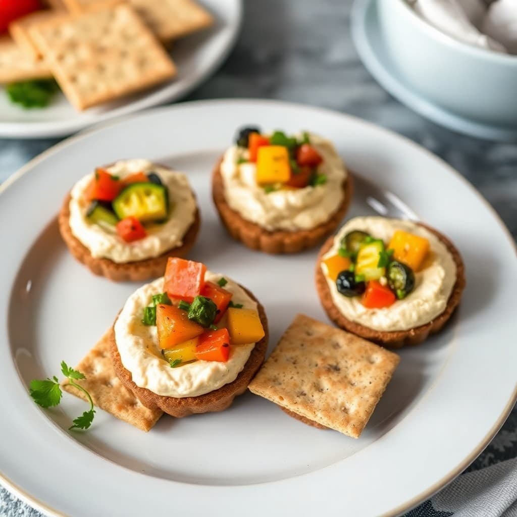 Mediterranean Roasted Veggie Hummus Bites