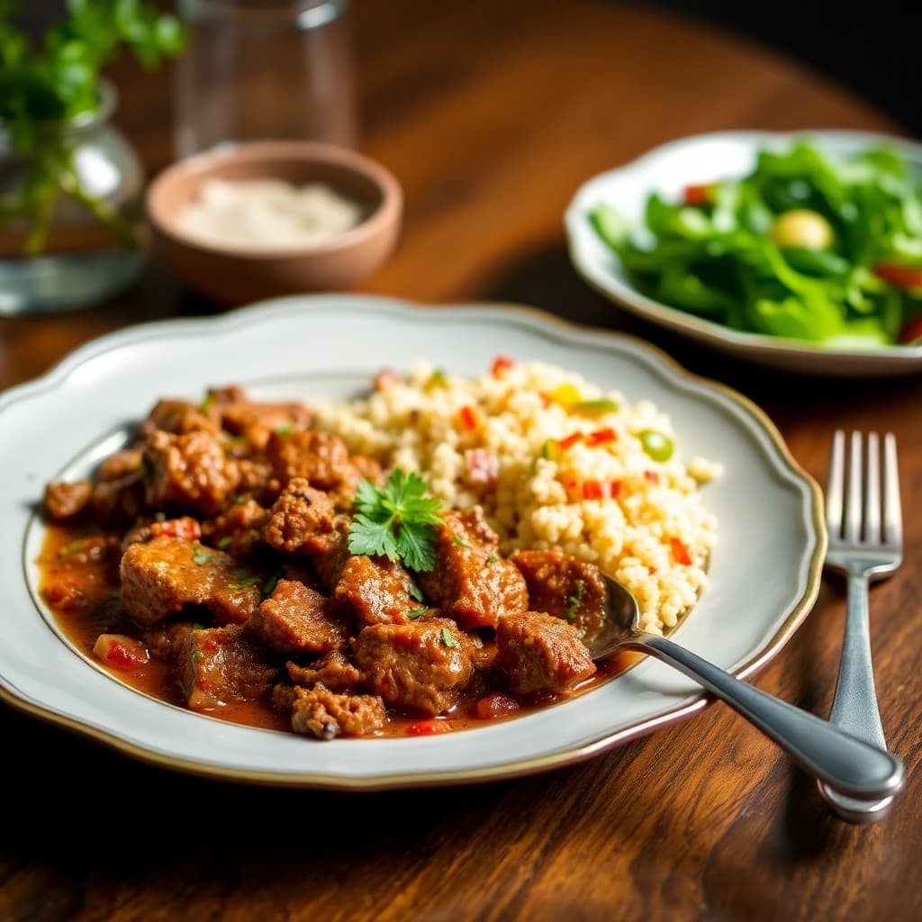 Moroccan Spiced Beef Tagine with Couscous Salad