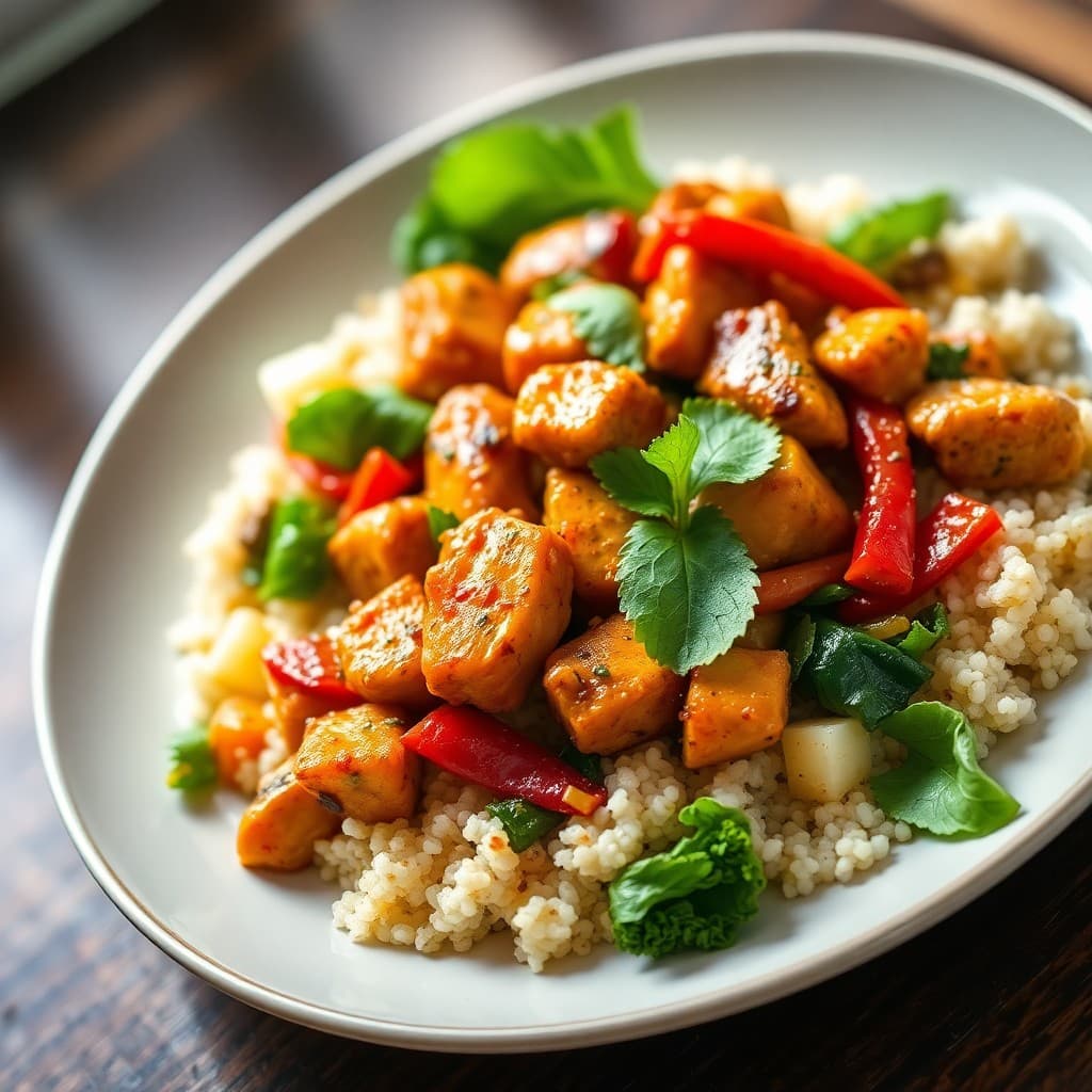 Seared Chili-Lime Chicken and Vegetable Stir-Fry with Quinoa