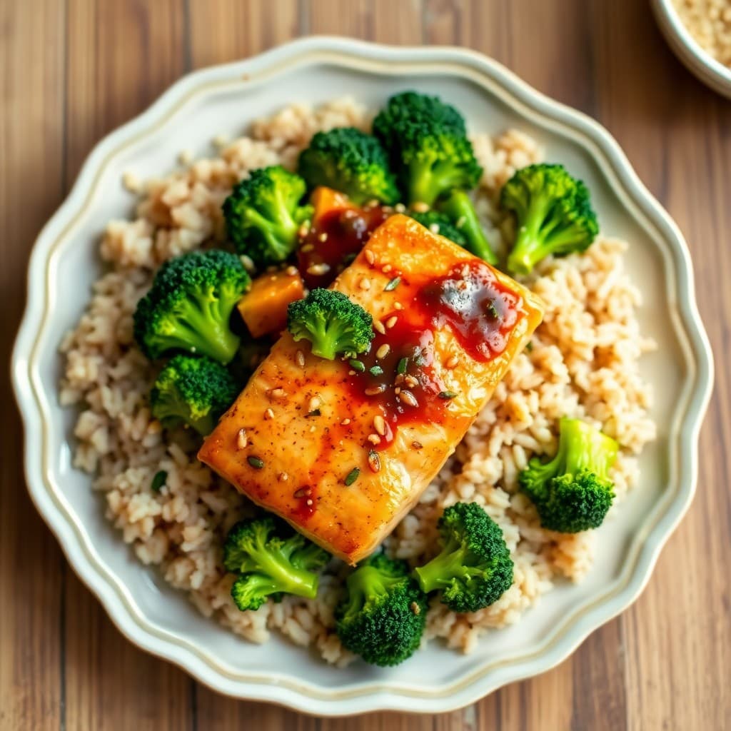 Teriyaki Salmon Stir-Fry with Broccoli and Brown Rice