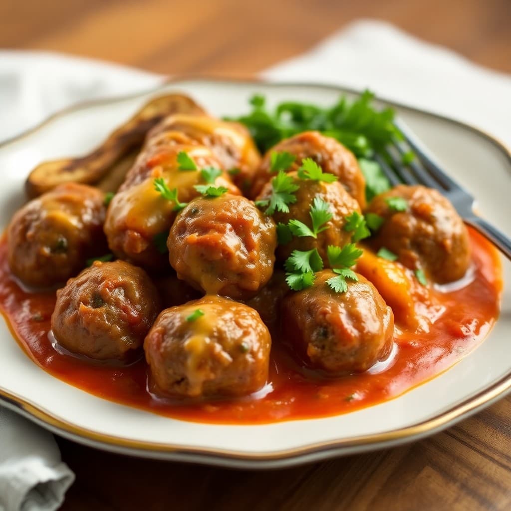 Cheesy Beef Meatballs with Hidden Veggie Sauce