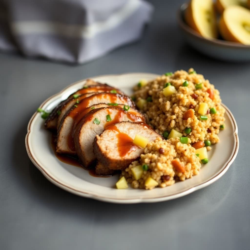 Teriyaki Pork Tenderloin with Pineapple Fried Quinoa